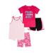 Cheetah Girls Graphic Performance T-Shirt, Tank Top and Shorts, 4-Piece Active Set, Sizes 4-18 & Plus