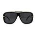 Shield Mobster Oversize Flat Top Racer Sunglasses Black Gold Solid Black