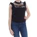 FREE PEOPLE Womens Black Lace Sleeveless Top Size: M