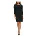 TOMMY HILFIGER Womens Black 3/4 Sleeve Jewel Neck Above The Knee Sheath Wear To Work Dress Size 4P