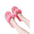 Ladies Womens Flip Flop Slippers Plush Indoor Faux Fur Thong Home Spa Toe Shoes