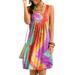 Plus Size Women Sleeveless Tie Dye Tank Mini Dress Summer Beach Holiday Sundress