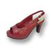 PEERAGE Linda Women Wide Width Leather Slingback Pump RED 12