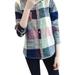 Casual Women Turn-down Collar Plaid Daily Blouse Shirts