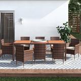 Callan Rectangular 8 - Person 73.62" Long Outdoor Dining Set w/ Cushions Wood in Gray Laurel Foundry Modern Farmhouse® | Wayfair