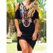 Women's Cold Shoulder V Neck Tribal Dresses Casual Off Shoulder O-Neck Short Sleeve Dresses Plus Size Bohemian skirt