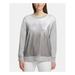 DKNY Womens Gray Printed Long Sleeve Crew Neck Sweater Size: L