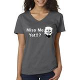 True Way 1780 - Women's V-Neck T-Shirt Miss Me Yet? Medium Charcoal