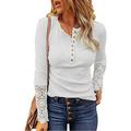 Women's Sweaters Knitted Solid Color Long Sleeve Hollow Button Lace White Pink Top