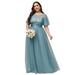 Ever-Pretty Womens Embroidered Wedding Party Dresses for Women 09042 Dusty Blue US8