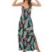 Bescita Women'S Casual Maxi Dress Sexy Strap V-Neck A-Line Side Slit Maxi Dress