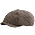 QunButy Hats for Men Black Herringbone Newsboy Baker Boy Tweed Flat Cap Mens Gatsby Hat