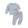 Sunisery Baby Spring Set Rainbow Embroidery Tops Drawstring Long Pants