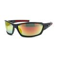 Xloop Mens Carbon Fiber Print Rectangle Warp Plastic Sport Sunglasses Red Orange Mirror