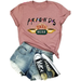 Summer Women'S New Fashion Loose T-Shirt O-Neck Casual Top Friends Print Tee Short Sleeve Solid Color Plus Size S-5Xl