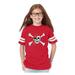 Youth Jolly Roger Skull & Crossbones Football Fine Jersey T-Shirt