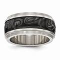 Edward Mirell Jewelry Collection Titanium and Black Titanium Inlay Polished Fancy Design Ring by Roy Rose Jewelry ~ Size 11.5