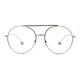 Womens Retro Round Double Bridge Metal Frame Boyfriend Style Sunglasses Silver Clear