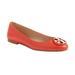 New Tory Burch Womens Clair Leather Ballerina Flat Shoes Poppy Orange Gold (7.5 US M)