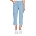 Ruby Rd. Womens Fly-Front Soft Stretch Embroidered Denim Capri