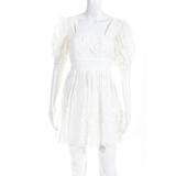 Divine Heritage Womens Puff Sleeve Square Neck Mini Dress White Size Extra Small