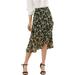 Allegra K Junior's Floral High Waist Faux Wrap Ruffle Midi Skirt