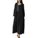 Women's Casual Patchwork Embroidered Dress Long Sleeve Vintage Dress