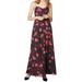 Fame And Partners NEW Black Women Size 2 Rose Print Tie Back Maxi Dress