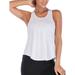 US New Fashion Women Active Wear Sports Running Fitness Vest Shirt Ladies Sleeveless Exercise Jogging Gym Yoga Vest Tank Top T-Shirt Blouse Daily Casual Wear Back Split Hem White M