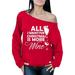 Awkward Styles All I Want for Christmas Is More Wine Off the Shoulder Sweatshirt More Wine Off the Shoulder Top Oversized Sweatshirt Wine Christmas Sweatshirt for Women Wine Christmas Sweater