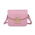 Chinatera Vintage Women PU Leather Lock Messenger Bag Shoulder Crossbody Bag(Pink)