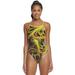 Sporti Light Wave Thin Strap One Piece Swimsuit (36, Black/Gold)