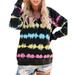 Winnereco Long Sleeve Women Hoodies Colorful Streetwear Pullover Tops (Black S)