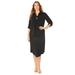 Roaman's Women's Plus Size Three-Quarter Sleeve Jacket Dress Set With Button Front