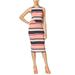 Ultra Flirt Juniorsâ€™ Sleeveless Striped Midi Dress (Small, Coral/Navy)