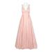 Dave & Johnny V-Neck Sleeveless Embellished Pleated Zipper Back Floral Lace Dress-ROSE