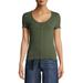 No Boundaries Juniors' Scoop Neck Button Front Top