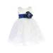 lito little girls ivory satin organza royal blue sash flower girl dress