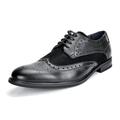 Bruno Marc Mens Classic Leather Shoes Lace-up Wing-Tip Formal Dress Oxfords Shoes PRINCE-09 BLACK Size 8