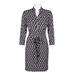 Donna Morgan High Neck Button Down Tie Waist Long Sleeve Tie Waist Multi Print Jersey Dress-GREY MULTI