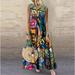 Women's Urban Casual Summer New Style Graffiti Printed Sleeveless Vest Long Dress