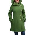 Women Winter Warm Woolen Jacket Hooded Pocket Outwear Thick Parka Coats