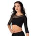 Adult 3/4 Sleeve Asymmetrical Dance Crop Top