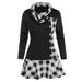 UKAP Oversized Long Pullover Women Winter Fall Sweatshirt Dress Casual Plaid Swing Dress Long Sleeve Lapel Tunic Mini Dress Fashion Pullover Shirt Dress