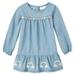 The Childrens Place Baby Girls Long Sleeve Rainbow Chambray Dress, Medium Wash, 4T