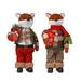 Holiday Time Plaid Fabric Standing Fox with Present Table Top Christmas Decoration Assortment, 11"H