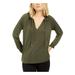 MICHAEL KORS Womens Green Ruffled Long Sleeve V Neck Top Size S