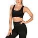 Women Ladies Black Yoga Bra Activewear Tank Top Compression Sports Active Wear Racerback Vest Tank Tee Sleeveless Shirts Clothes for Exercise Gym Jogging Running Long Workout Fitness
