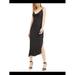 BAR III Womens Black Slitted Animal Print Spaghetti Strap Scoop Neck Below The Knee Sheath Evening Dress Size S