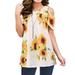 LilyLLL Womens Summer Cold Shoulder Floral Print Tunic Blouse Short Sleeve Shirt Tops
